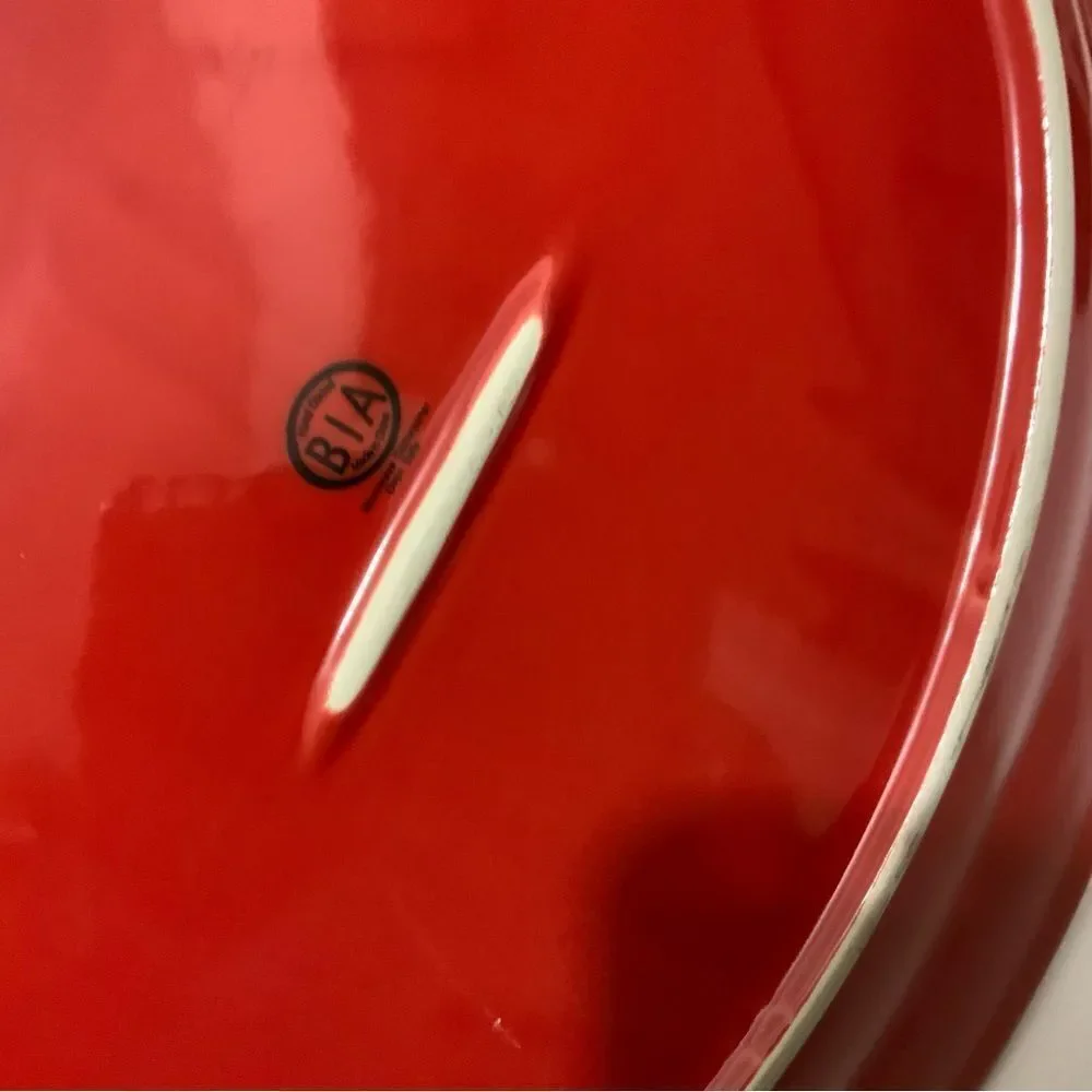 BIA Cordon Bleu 16 inch Red Cable Knit Oval Platter G22